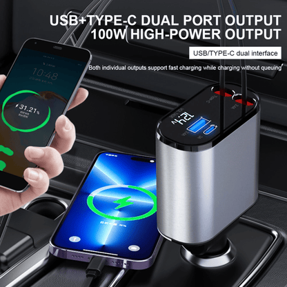 🎉 Pull to charge, automatically retracts! Retractable fast-charging car charger | Limited-time discount