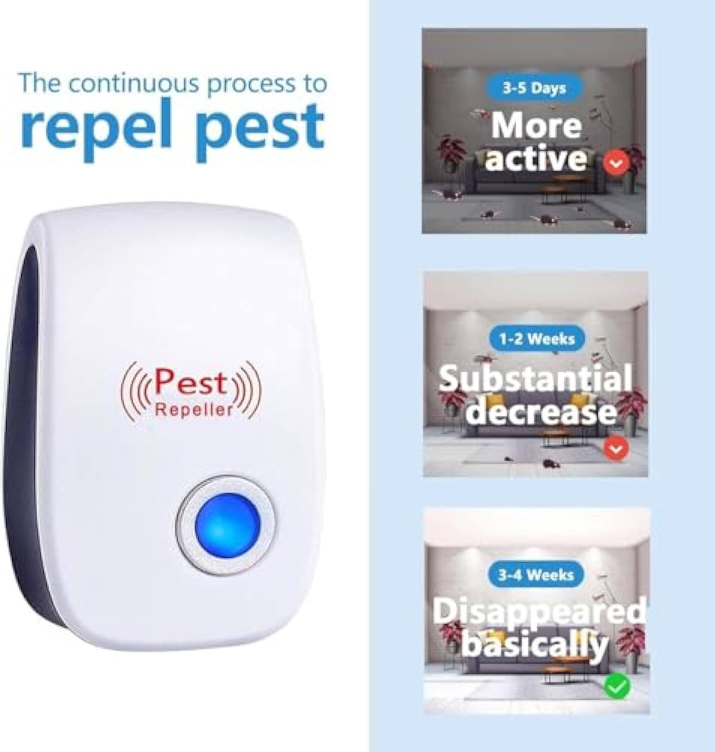 🚨Ultrasonic Insect Repellent⚡️Say goodbye to mosquitoes and rodents, and enjoy a peaceful life!